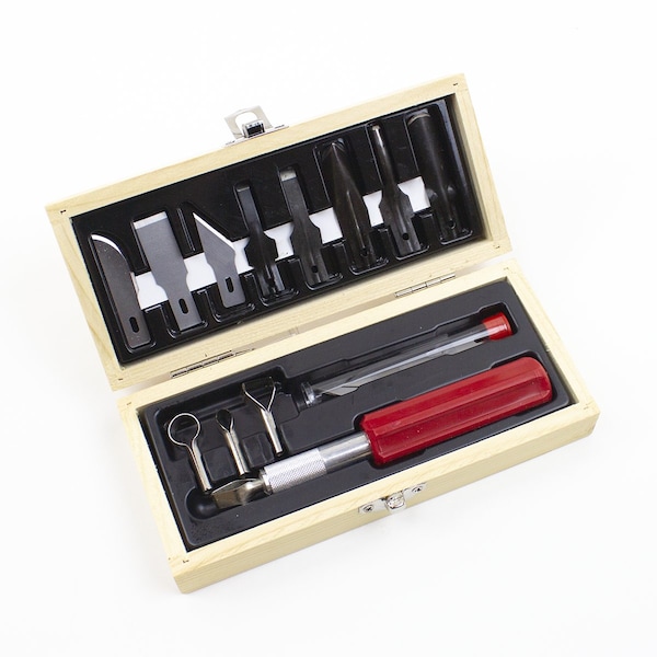 Excel Blades Woodworking Set Wood Carving Knife Set Craft Knife Bulk Wooden Box 6pk 44284 - main